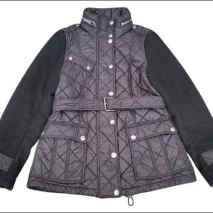 Burberry Brit. Black quilted with wool sleeve. Size Medium
